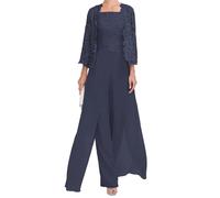 JIAJUPA Mother of The Bride Dresses with Jacket for Wedding Ankle Length Plus Size Mother of Groom Dress Wedding Guest Gown Stormy Size 16