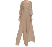 JIAJUPA Mother of The Bride Dresses with Jacket for Wedding Ankle Length Plus Size Mother of Groom Dress Wedding Guest Gown Taupe Size 20