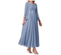 JIAJUPA Mother of The Bride Dresses with Jacket for Wedding Ankle Length Plus Size Mother of Groom Dress Wedding Guest Gown Dusty Blue Size 12