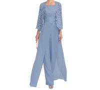 JIAJUPA Mother of The Bride Dresses with Jacket for Wedding Ankle Length Plus Size Mother of Groom Dress Wedding Guest Gown Dusty Blue Size 20