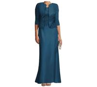 JIAJUPA Mother of The Bride Dresses with Jacket for Wedding Long Plus Size Mother of Groom Dress Wedding Guest Gown Teal Size 16