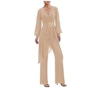 JIAJUPA Mother of The Bride Pant Suits for Wedding Pantsuits for Women Dressy Wedding Guest Mother of Groom Pant Suits Champagne Size 14