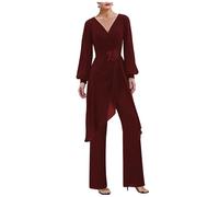 JIAJUPA Mother of The Bride Pant Suits for Wedding Pantsuits for Women Dressy Wedding Guest Mother of Groom Pant Suits Burgundy Size 14
