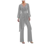 JIAJUPA Mother of The Bride Pant Suits for Wedding Pantsuits for Women Dressy Wedding Guest Mother of Groom Pant Suits Silver Size 14
