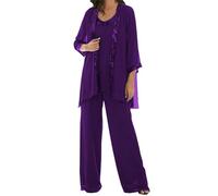 JIAJUPA Mother of The Bride Pant Suits for Wedding Plus Size Mother of Groom Pant Suits for Women Dressy Wedding Formal Purple Size 26