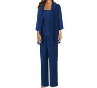JIAJUPA Mother of The Bride Pant Suits for Wedding Plus Size Mother of Groom Pant Suits for Women Dressy Wedding Formal Guest Gown Navy Blue Size 14