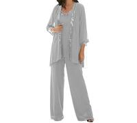 JIAJUPA Mother of The Bride Pant Suits for Wedding Plus Size Mother of Groom Pant Suits for Women Dressy Wedding Formal Silver Size 24