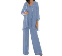 JIAJUPA Mother of The Bride Pant Suits for Wedding Plus Size Mother of Groom Pant Suits for Women Dressy Wedding Formal Dusty Blue Size 18