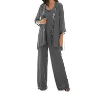 JIAJUPA Mother of The Bride Pant Suits for Wedding Plus Size Mother of Groom Pant Suits for Women Dressy Wedding Formal Steel Grey Size 32