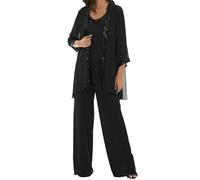 JIAJUPA Mother of The Bride Pant Suits for Wedding Plus Size Mother of Groom Pant Suits for Women Dressy Wedding Formal Black Size 14
