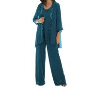 JIAJUPA Mother of The Bride Pant Suits for Wedding Plus Size Mother of Groom Pant Suits for Women Dressy Wedding Formal Teal Size 14