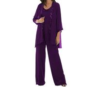 JIAJUPA Mother of The Bride Pant Suits for Wedding Plus Size Mother of Groom Pant Suits for Women Dressy Wedding Formal Grape Size 20
