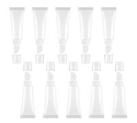 JIAKAI 10ml Mini Clear Refillable Empty Tubes Lip Gloss Balm Container，Soft Tubes Makeup Box，Shampoo Samples Empty Tubes with Screw Cover (10pcs)