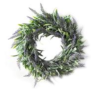 Jiakalamo 12In Spring Wreaths for Front Door, Artificial Lavender Wreath Door Wreath for All Seasons Outdoor Window Wall Porch Office Farmhouse Wedding Home Decor(purple)