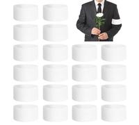 Jiakalamo 20pcs Mourning Arm Band, White Armbands Funeral Band Elastic Adjustable Running Armband for Multipurpose Use, DIY, Sport Team Badges(White)