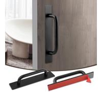 Jiakalamo 2pcs Adhesive Cabinet Handles, No Drill Self Stick Door Handles Sliding Closet Door Handle for Cabinet, Drawer, Window, Door, Wardrobe, Table, Bookcase (Black)