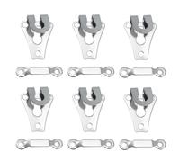 Jiakalamo 6 Sets Trouser Fasteners Hook and Bar, Silver Hook and Eye Fastenings, Sew On Eye Fastener Closures for Repairing Trousers, Sewing DIY Crafting, Repairing Dress, Skirts, Fashion Clothing