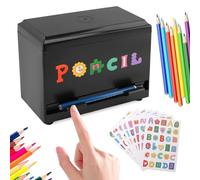 Jiakalamo Pencil Dispenser with 8 Alphabet Stickers,Straw Dispenser Push-Type Automatic Straw Box for Cafes Milk Tea Shops,Pencil Pen Holder for Desk Organizer,Bulk Pen Storage for Classroom