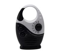 Jiakalamo Shower Radio, Splash-Proof Type AM FM Portable Waterproof Hanging Shower Radio with Top Handle (Black And White)