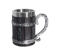 Jiakalamo Viking Drinking Cup with Stainless Steel Liner,600ML Cup Mug Resin Beer Stein Tankard Coffee Mug Tea Cup,Nordic Viking Runes Tankard Coffee Cup
