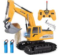 Jiakora Powerful Remote Control Excavator Toy with Metal Shovel & Light RC Digger Truck Construction Vehicles Toy Car for Kids Gift in Yellow Jiakora Yellow