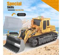 Jiakora Rechargeable Remote Control Bulldozer Combo With Led Work Lights Music And 2 Batteries Construction Toys For Children