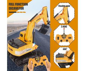 Jiakora Rechargeable Remote Control Excavator With Metal Shovel Led Light Construction Toy For Children