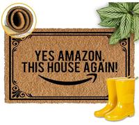Jialch Yes Amazon, This House Again Funny Welcome Doormat Cute Coir Entrance Custom Outdoor Home and Office Decorative Entry Rug Indoor Front 18x30 Inch Garden/Kitchen/Bedroom Non-Slip Rubber Backing