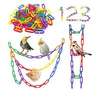 JIALEEY 100PCS Plastic Chain Links, Children's Learning Toy, Mix Color Rainbow DIY C-Clips Chains Hooks Swing Climbing Cage Toys for Bird Sugar Glider Rat Parrot