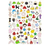 JIALEEY 80PCS Animal Charms, Gold Plated Enamel Charms Mixed Creatures Insects Birds Colorful Pendant DIY for Necklace Bracelet Jewelry Making and Crafting