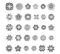 JIALEEY Wholesale Bulk Lots Tibetan Silver Bead Caps Mixed for DIY Jewelry Making, Bali Style 5-10mm 150Pcs 30 Style