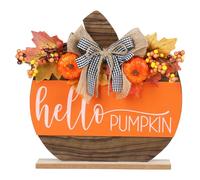 JIALEIXI Fall Decor, Wooden Autumn Hello Pumpkin Sign Table Top Decorations, for Home Indoor Room Party Harvest Holiday Thanksgiving Decor.