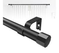 Jialexin Curtain Pole 40-190cm, Matte Black Rail with Geometric Diamond Finials, 25mm Luxury Prismatic Rod for Eyelet Curtains (16-75 Inch)