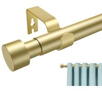 Jialexin Extra Long Curtain Pole 40-304cm, Antique Gold Finish Rail with Modern Cylinder Finials, 25mm Heavy Duty Rod for Large Windows (16-120 Inch)