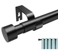 Jialexin Extra Wide Curtain Pole 40-365cm, Matte Black Rail with Modern Cylinder Finials, 25mm Heavy Duty Rod for Bi-Fold Doors (16-144 Inch)