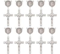 Jiali Q 30Pcs Saint Benedict Rosary Crucifix and Medal Set, 0.81 inch Medal and 2.1 inch Cross, 15 Sets