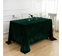 JIALIANG Velvet Tablecloth - 100% Polyester Square for Indoor and Outdoor Dining Table, Dark Green, 160x280cm
