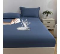 JIALIANG Waterproof Mattress Protector 140x200cm+30cm Dark Blue Luxury Super Soft Pad Protect Your Bed Against Spillages - Hypoallergenic Machine Washable Protectors
