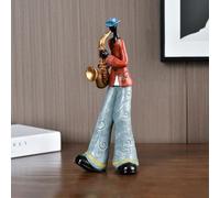 JIALINXIA Nostalgic Jazz Saxophonist Figurine, Resin Retro Saxophone Player Sculpture Home Office Desk Decor Ornament, Classic Melody Playing Statue Housewarming Gift