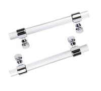 JIALUO0318 Acrylic Furniture Handle Cabinet Handle Kitchen Cupboard Handles Finger Edge Pull Drawer Door Knob 2 Piece (Silver,Hole Distance 96mm)