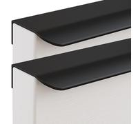 JIALUO0318 Aluminium Alloy Concealed Pull Kitchen Cupboard Handles Furniture Sliding Door Handle Finger Edge Pull Invisible Door Knob Cabinet Handle Drawer Handles 2 Piece (Black,Length 800mm)