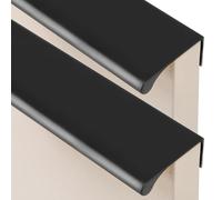 JIALUO0318 Aluminium Alloy Invisible Handles Furniture Pull Concealed Kitchen Cupboard Handles Finger Edge Pull Door Knob Cabinet Handle Drawer Handle Matte Black 2 Piece (Hole Pitch 160mm)