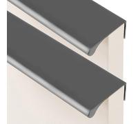 JIALUO0318 Aluminium Alloy Invisible Handles Furniture Pull Concealed Kitchen Cupboard Handles Finger Edge Pull Door Knob Cabinet Handle Drawer Handle Gray 2 Piece (Hole Pitch 256mm)