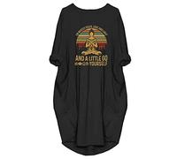 JiaMa Womens I'm Mostly Peace Love and Light and A Little Go Print Long Sleeve Loose Pocket Oversize Tunic Dress Clothes Women - Black - Small
