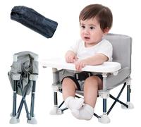 JIAMAIN High Chair, Baby High Chairs, Foldable Toddler Dining Chair with Adjustable Strap and Removable Tray, Portable Baby Feeding Seat (Grey)