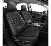 JIAMAOXIN Custom Seat Covers for Ford Edge 2017 2018 2019 2020 2021 2022 2023 2024 Edge SEL/Titanium/SE/ST/ST-Line/Sport Car Seat Covers Full Set Faux Leather Waterproof (Black, 5 Seats)