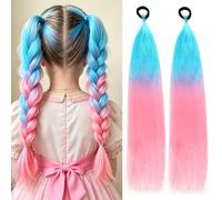 JIAMEISI Rainbow Tinsel Braided Ponytail Extensions with Elastic Hair Tie | 26 Inch Colourful Ombre Synthetic Hairpiece for Women Crazy Hair Day Festival Halloween Christmas Party #S23