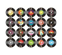 JIAMIAN 20 Pieces Record Cutout Banner, Retro Record Aesthetic Picture, 1950's Rock and Roll Music Party Decorations Record Wall Decor Signs, for Wall Collage (black1)