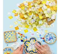 JIAMIAN 360Pieces Mixed Colored Glass Mosaic Tiles, Glass Mosaic Kit, Tiny Mini Mosaic Tile, for Art & Crafts Home Decoration, Wall, Photo Frame(Yellow)