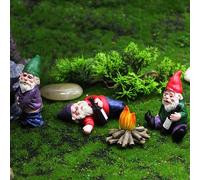 JIAMIAN 4pcs Funny Garden Ornaments - Drunk & Sitting Dwarf Gnomes, Peeing Gnome, Bonfire, Resin, Outdoor